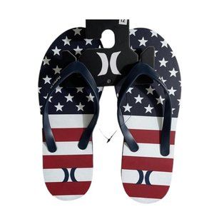 Hurley Men's flip flop American flag sandals